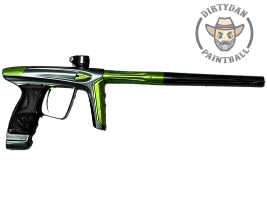 Actual Used DLX Luxe ICE - Gray/Green, side view of this specific paintball marker.