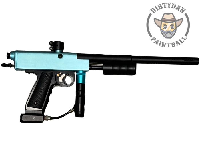 Actual Used Nova NX1 Sentinel Sniper Pump - Baby Blue, side view of this specific paintball marker.