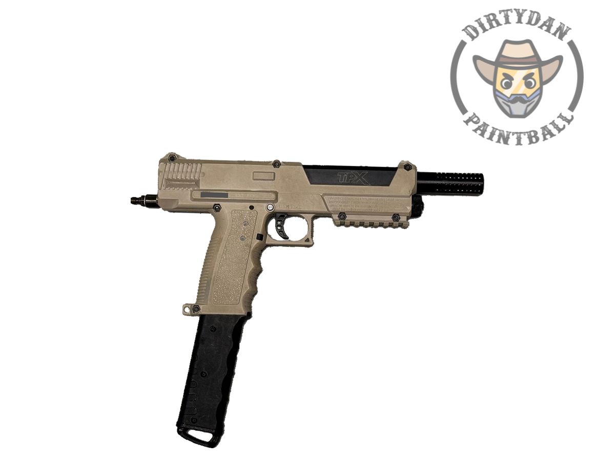 Actual Used Tippmann TiPX - Nemesis Barrel & Gas-Through, side view of this specific paintball marker.