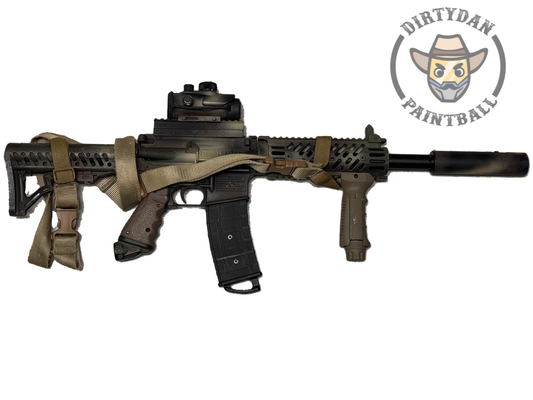 Actual Used Tippmann TMC - Apex Barrel & Optic, side view of this specific paintball marker.