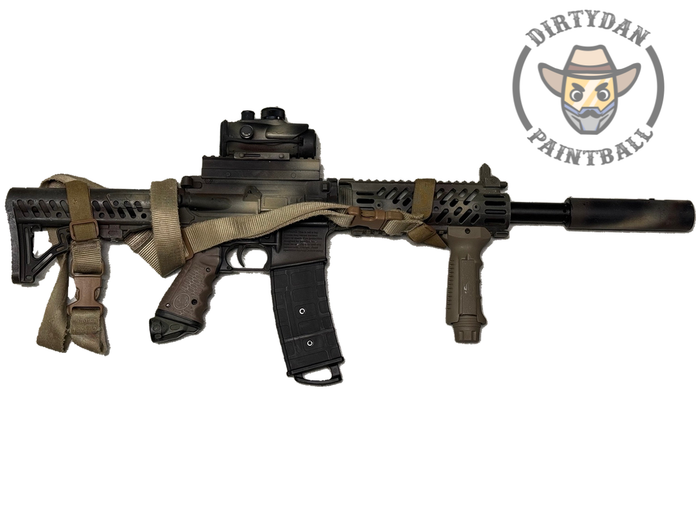 Actual Used Tippmann TMC - Apex Barrel & Optic, side view of this specific paintball marker.