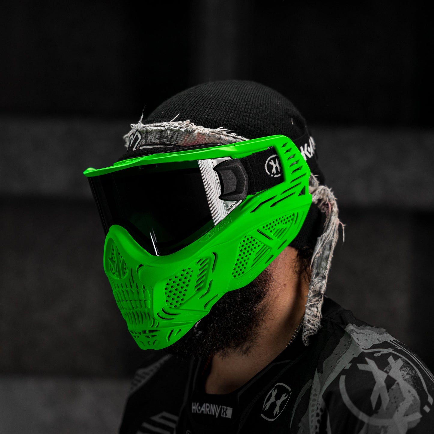 HSTL Skull Goggle Neon Green w/ Smoke Lens