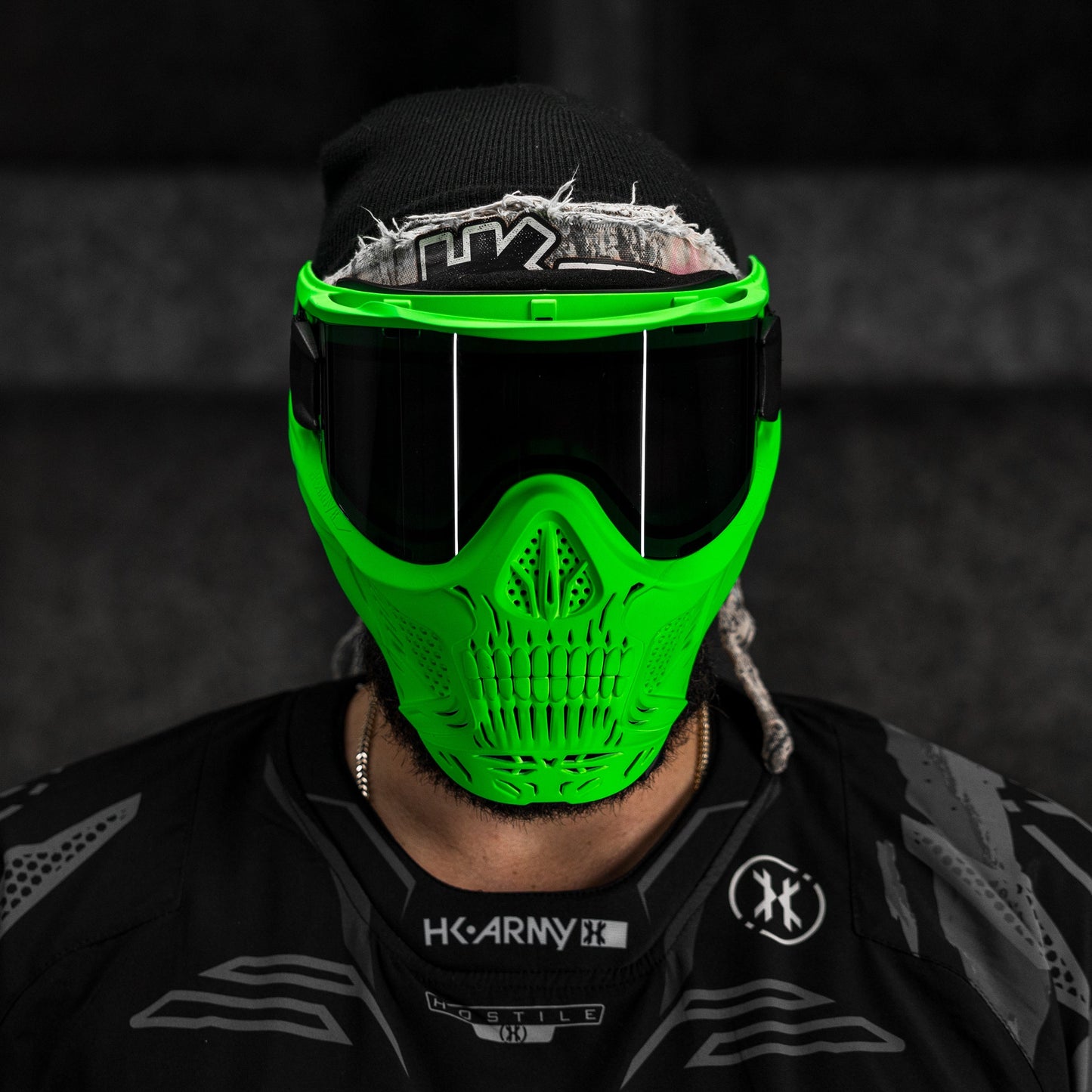 HSTL Skull Goggle Neon Green w/ Smoke Lens