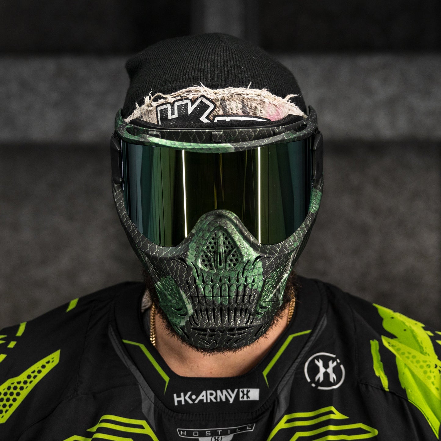 HSTL Skull Goggle Snake Green w/ Gold Lens